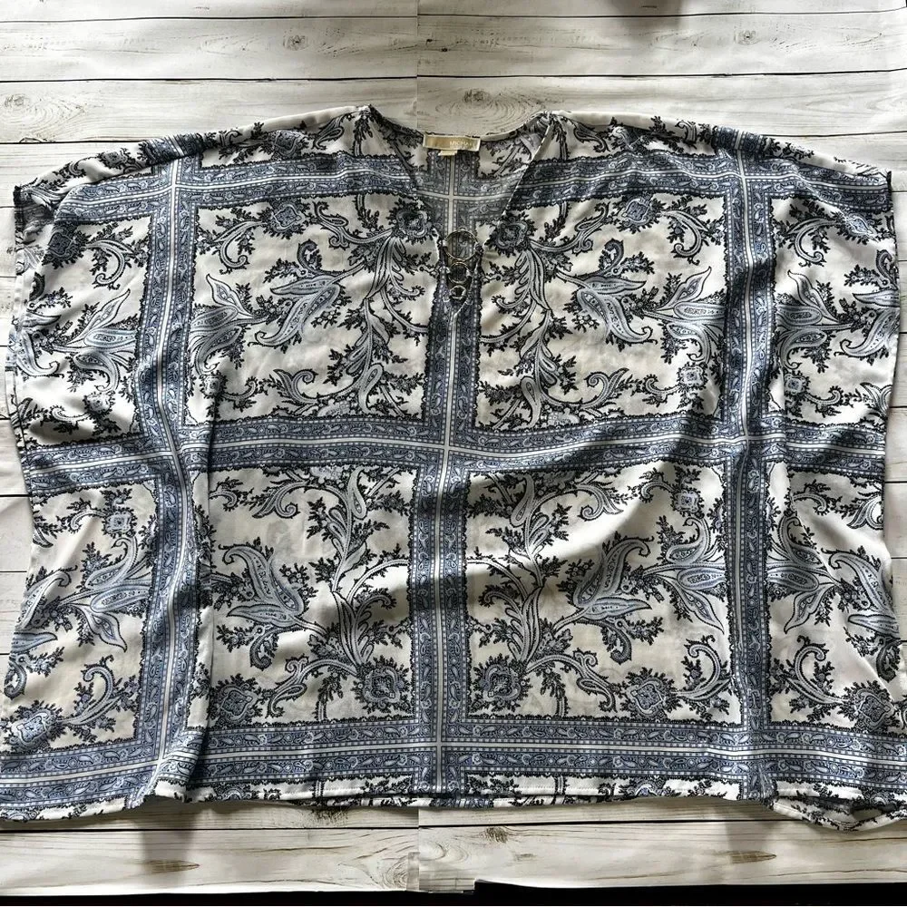 Michael Kors Blue and White Patterned Tunic